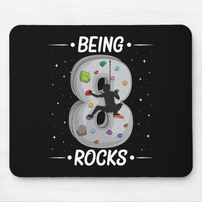 8 Year Old Rock Climbing 8th Birthday Adventures C Mousepad (Vorne)