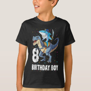 8 year old shirt 8th Birthday Boy Shark Dinosaur