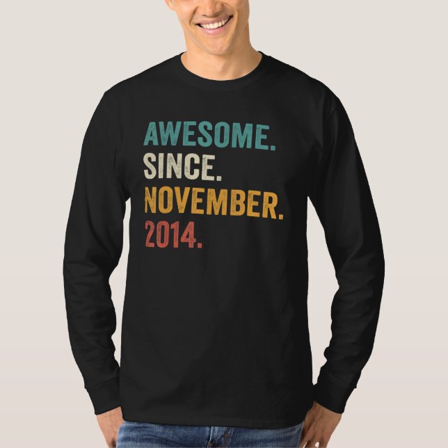 8 Years Old  8th Bday Boy Awesome Since November 2 T-Shirt (Vorderseite)