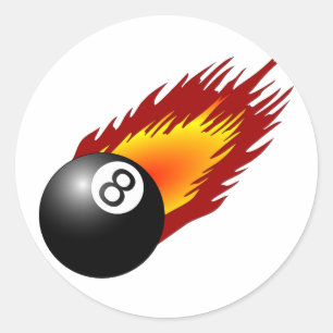 8Ball mit Flammen Runder Aufkleber