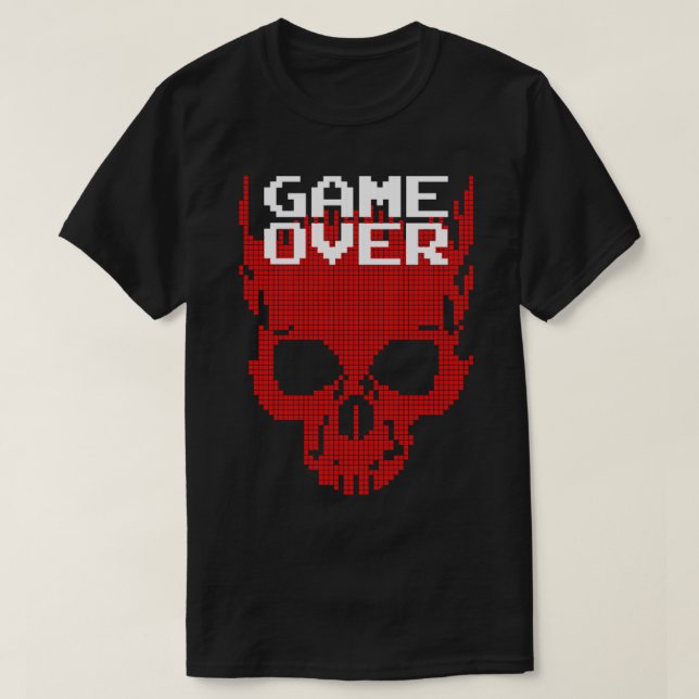 8Bit Retro Gaming Game Over Gamer Halloween Pixel T-Shirt (Design vorne)