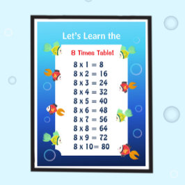 8er-Reihe Poster für Kinder | Ozean-Mathematik