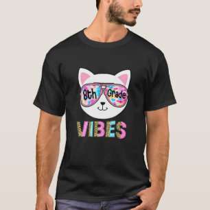 8H Klasse Vibes Zurück O Schule Katzen Mädchen Ie T-Shirt