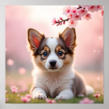 8K Corgi-realistischer Welpe im herbstlichen Ahorn