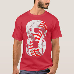 8th Birthday Baseball Big Number Eight 8 Year T-Shirt