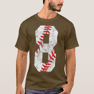 8th Birthday Baseball Big Number Eight 8 Year T-Shirt
