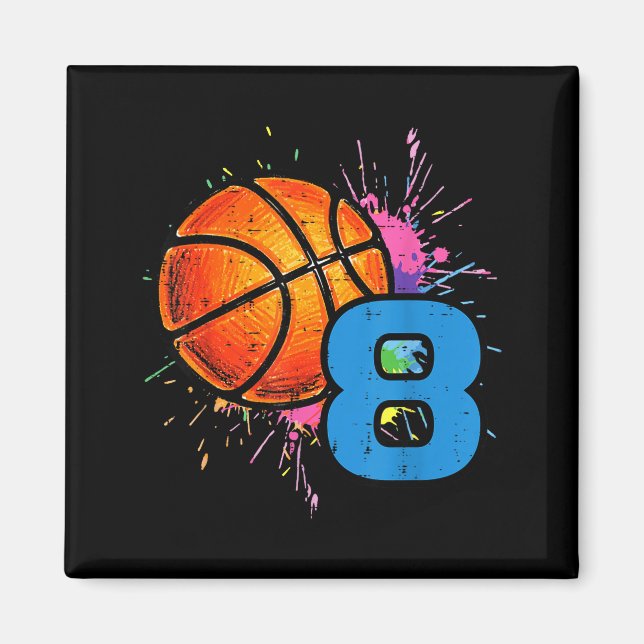 8th Birthday Basketball 8 Year Old Bday Srts Boys  Magnet (Vorne)