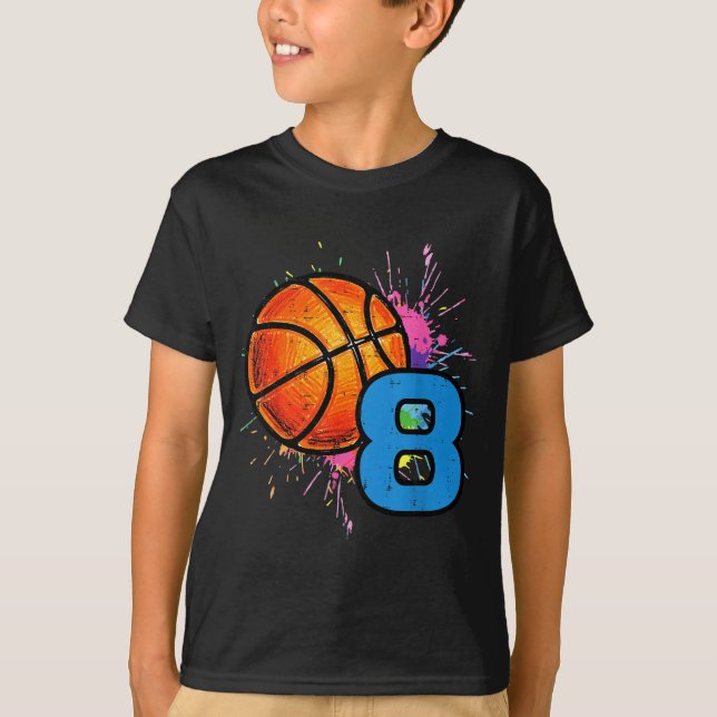 8th Birthday Basketball 8 Year Old Bday Srts Boys  T-Shirt (Vorderseite)
