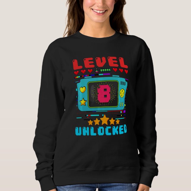 8th Birthday Boy Level 8 Unlocked Video Gamer Birt Sweatshirt (Vorderseite)
