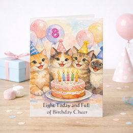 8th Birthday Card for Girls That Love Cats Karte