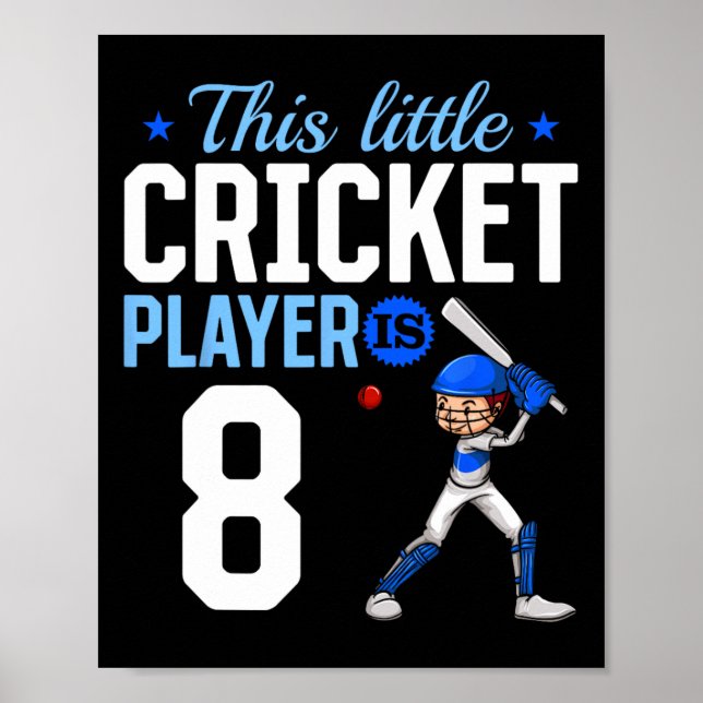8th Birthday Cricket Player  Poster (Vorne)