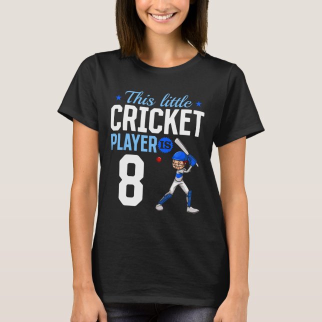 8th Birthday Cricket Player  T-Shirt (Vorderseite)