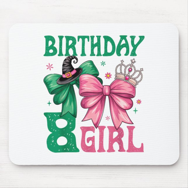 8th Birthday Girl Witch Nk Green 8 Year Old Birthd Mousepad (Vorne)