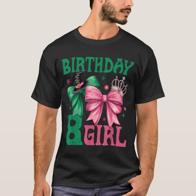 8th Birthday Girl Witch Nk Green 8 Year Old Birthd T-Shirt (Vorderseite)
