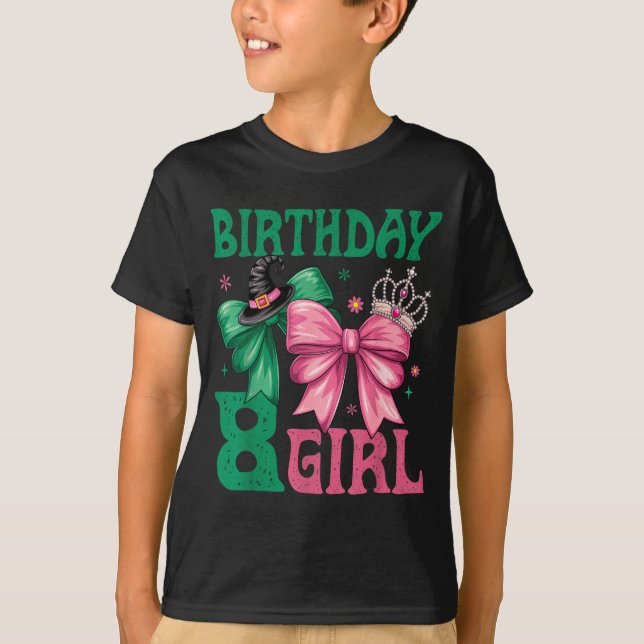 8th Birthday Girl Witch Nk Green 8 Year Old Birthd T-Shirt (Vorderseite)