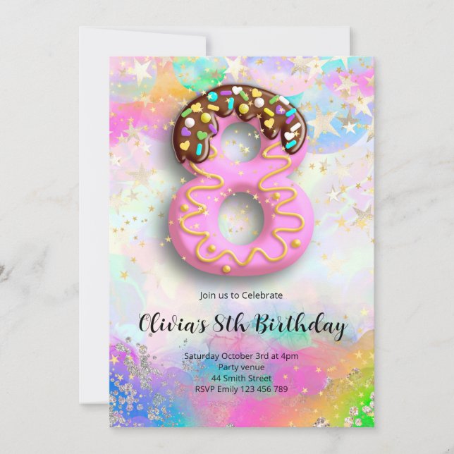 8th Birthday Girls Invitation Einladung (Vorderseite)