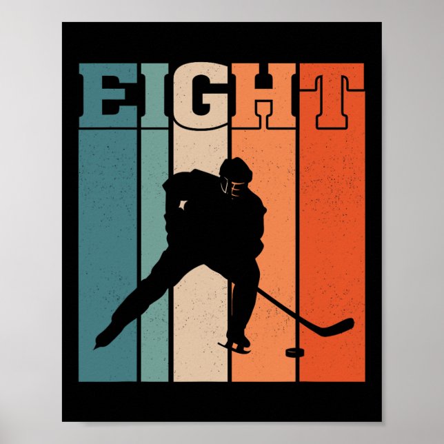 8th Birthday Retro Ice Hockey 8 Years Old Boy Girl Poster (Vorne)