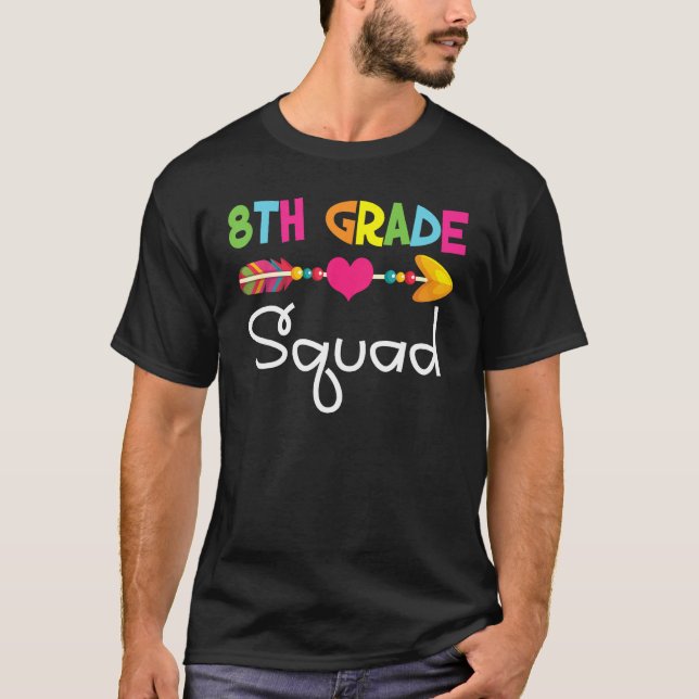 8th Eighth Grade Squad Back To School Teacher Stud T-Shirt (Vorderseite)