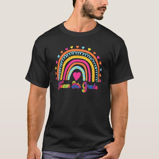 8th Grad Teacher Leopard Rainbow First Day O T-Shirt (Vorderseite)