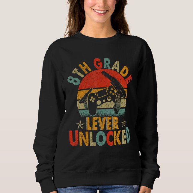 8th Grade Level Unlocked Video Gamers back to scho Sweatshirt (Vorderseite)