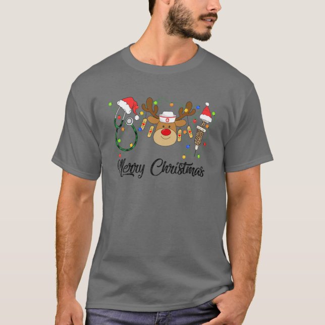 8Vev Leopard Nurse Weihnachten Weihnachten Weihnac T-Shirt (Vorderseite)