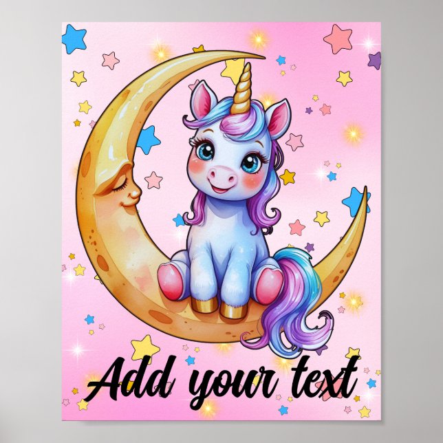 8x10 Baby Unicorn Moon Poster (Vorne)