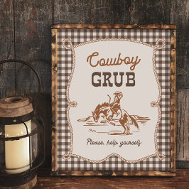8x10 Braunes Gingham Cowboy Grub Schild