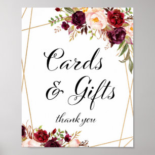 8x10" Burgundy Boho Floral Sign Poster