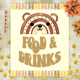 8x10 Essen & Trinken Boho Woodland Bär Geburtstag Poster