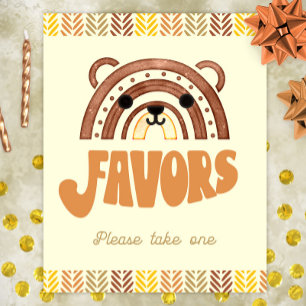 8x10 Favors Boho Woodland Bär Geburtstag Poster