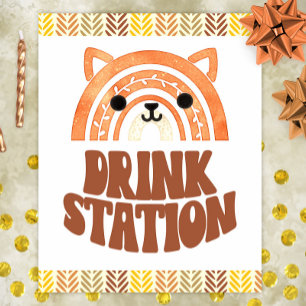 8x10 Getränkestation Boho Woodland Fuchs Geburtsta Poster