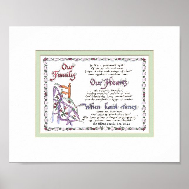 8x10 M464 - Unser Family Patchwork-Quilt Poster (Vorne)