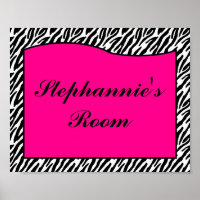 8x10 Name Wall Art Hot Pink Zebra Animal Print