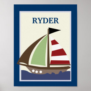 8X10 SAILBOAT Kinderzimmer Kunst drucken Poster