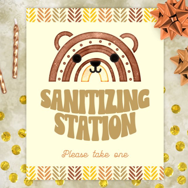 8x10 Sanitizer Station Boho Woodland Bären Geburts Poster (Von Creator hochgeladen)