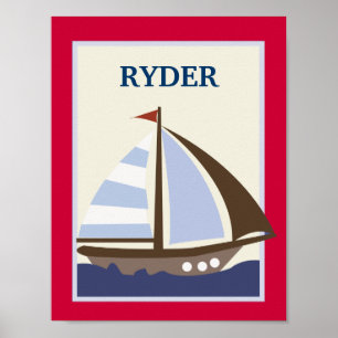 8X10-Segelschiff Marine-Kinderzimmer-Kunststoffdru Poster