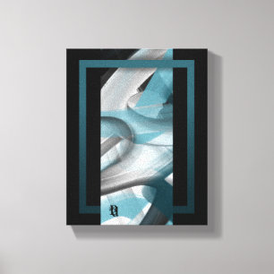 8x10" Trend Abstrakt Art Leinwand Schwarz-weiß Blu