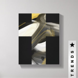 8x10" Trend Abstrakt Art Leinwand Schwarz-weiß Gol