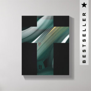 8x10" Trend Abstrakt Art Leinwand Schwarz-weiß grü