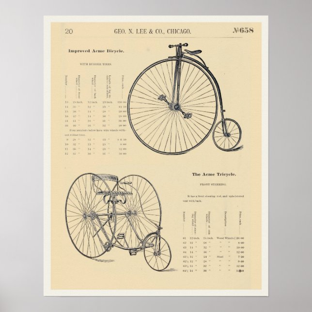 8X10 Vintager Fahrradkatalog Poster (Vorne)