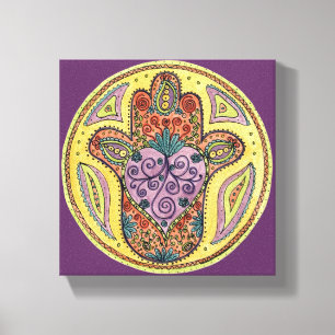 8x8 Hamsa Mandala - Prämie dehnte Leinwand-Druck Leinwanddruck
