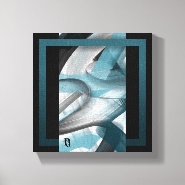8x8" Trend Abstrakt Art Leinwand Schwarz-weiß Blue (Vorderseite)