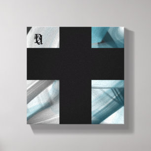 8x8" Trend Abstrakt Art Leinwand Schwarz-weiß Blue