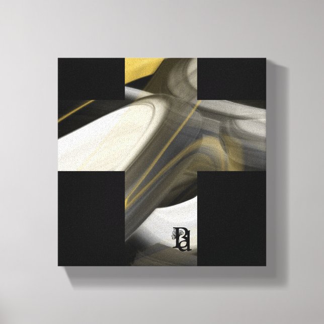 8x8" Trend Abstrakt Art Leinwand Schwarz-weiß Gold (Vorderseite)