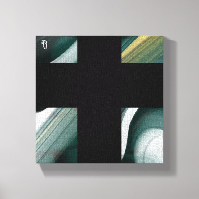 8x8" Trend Abstrakt Art Leinwand Schwarz-weiß grün (Vorderseite)