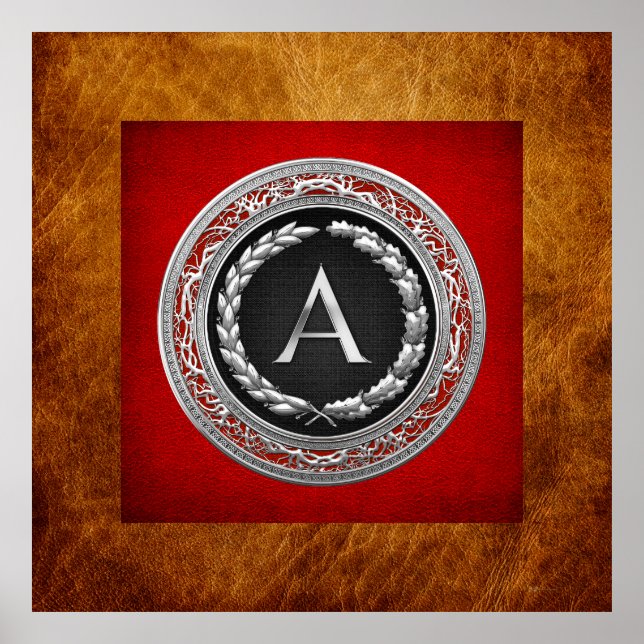 [900] "A" Vintage Silber-Monogramm Poster (Vorne)