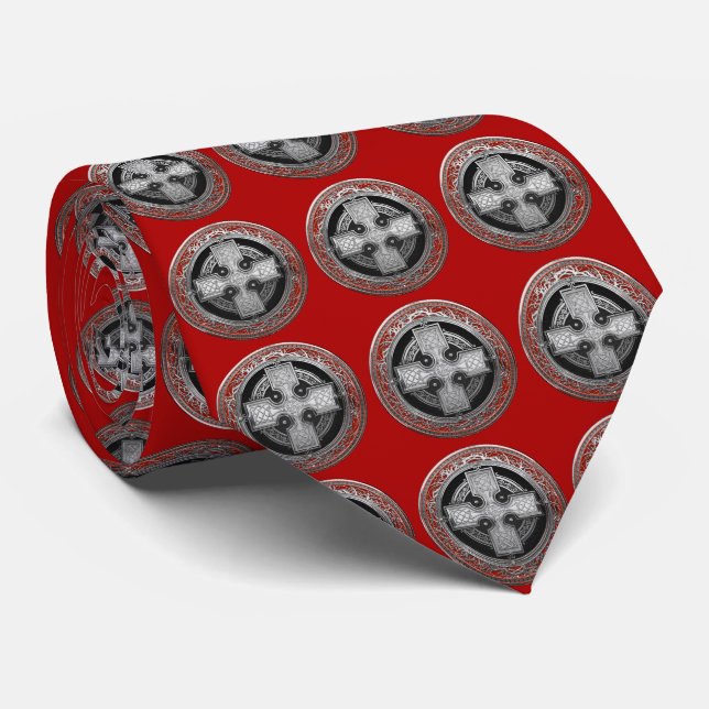 [900] Ancient Celtic Sacred Silver Knot Cross Krawatte (Gerollt)