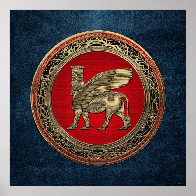 [900] Assyrian Winged Bull - Gold Lamassu Poster (Vorne)
