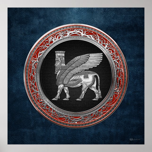 [900] Assyrian Winged Bull - Silver Lamassu Poster (Vorne)