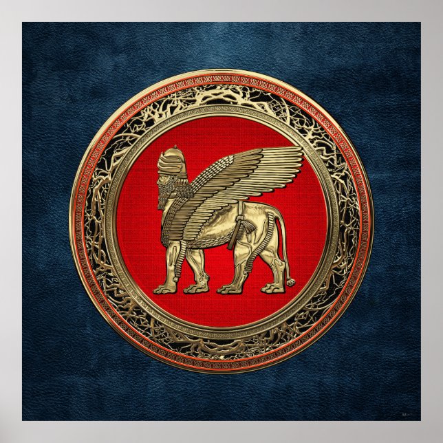 [900] Assyrian Winged Lion - Gold Lamassu Poster (Vorne)